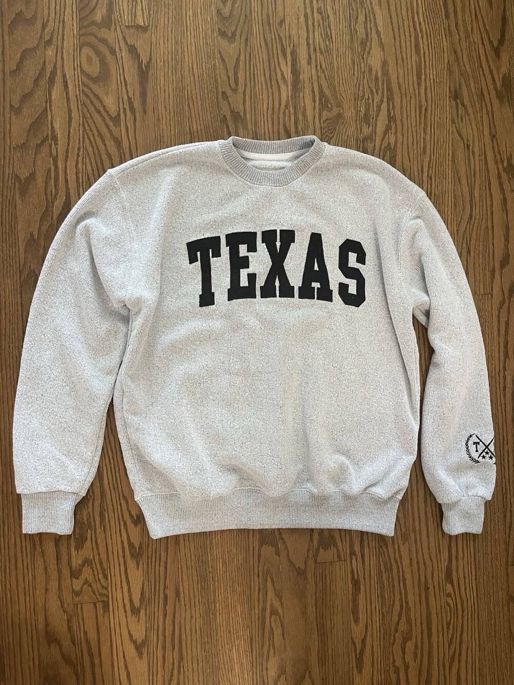 New York Popular Texas Soft Fleece Sweatshirt Mens Size L Gray Black Crewneck